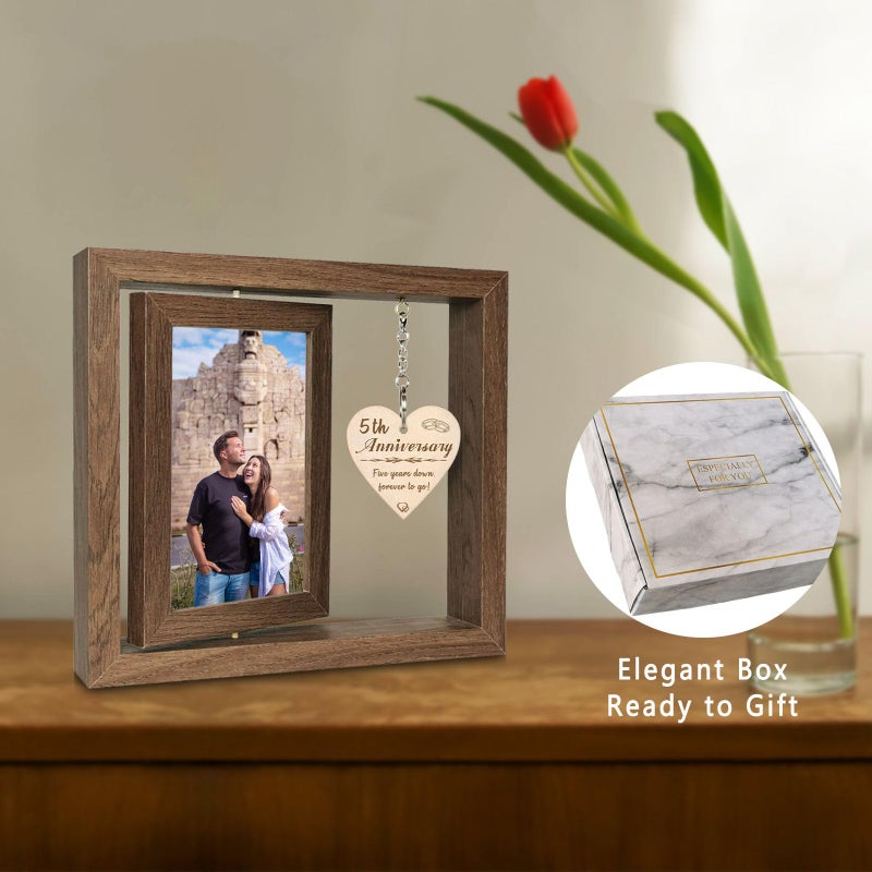 EYITUPC 5 Year Anniversary Picture Frame Gifts  Wood Wedding Anniversary Frame for Wife Men Husband - Image 2